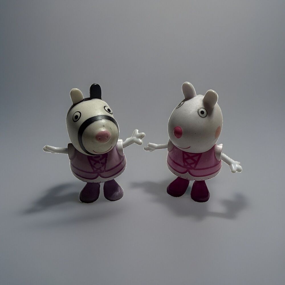 Peppa Pig Vintage Rebecca Rabbit Zoe Zebra Toys Figures Lot of 2 Bright